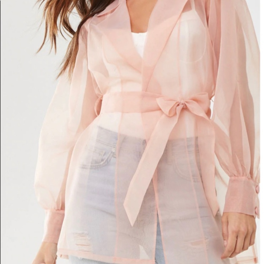 Light pink organza trench coat